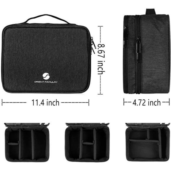 Electronics Organizer, Waterproof Bag Double Layer Large Shockproof - Black - Picture 5 of 6